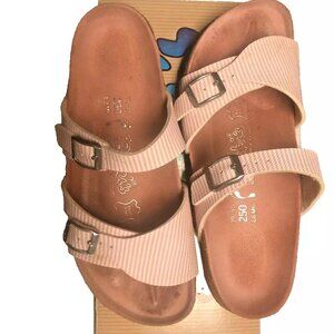 Birkenstock Birkis Aziza Strap Sandals w sz 8 soft pink stripes sandals shoes